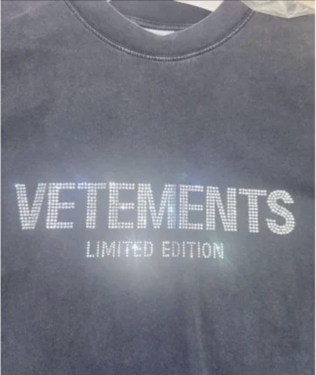 VETEMENTS Черная хлопковая футболка, фото 4