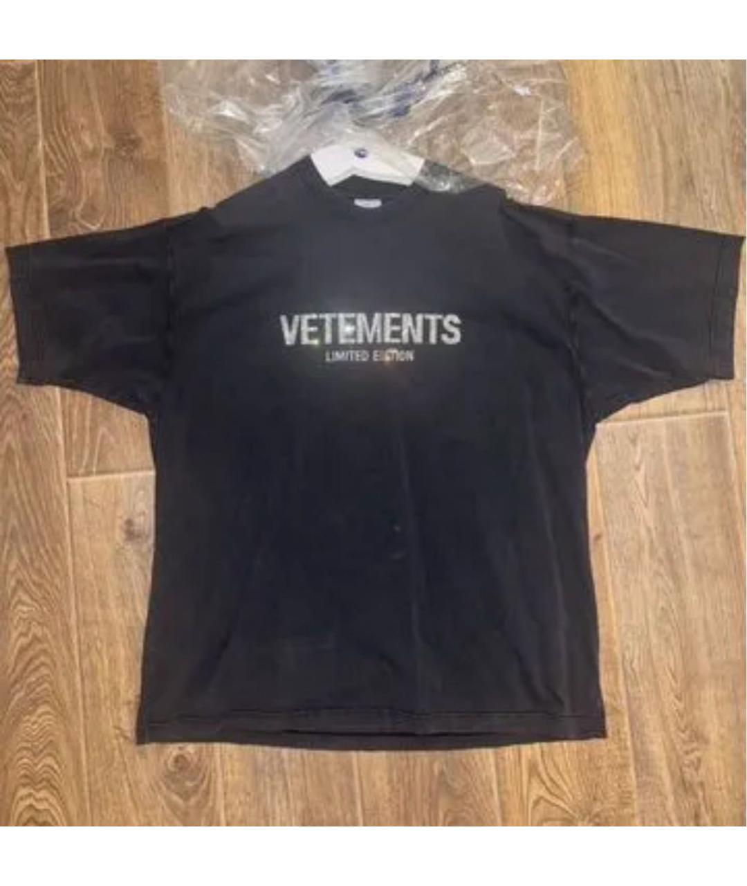 VETEMENTS Черная хлопковая футболка, фото 5