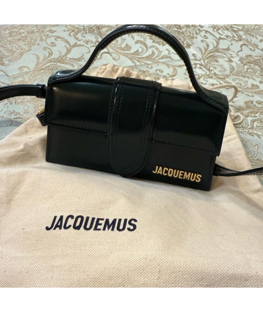 JACQUEMUS Зеленая сумка с короткими ручками из лакированной кожи, фото 2