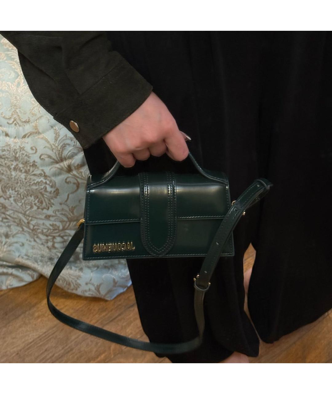 JACQUEMUS Зеленая сумка с короткими ручками из лакированной кожи, фото 4