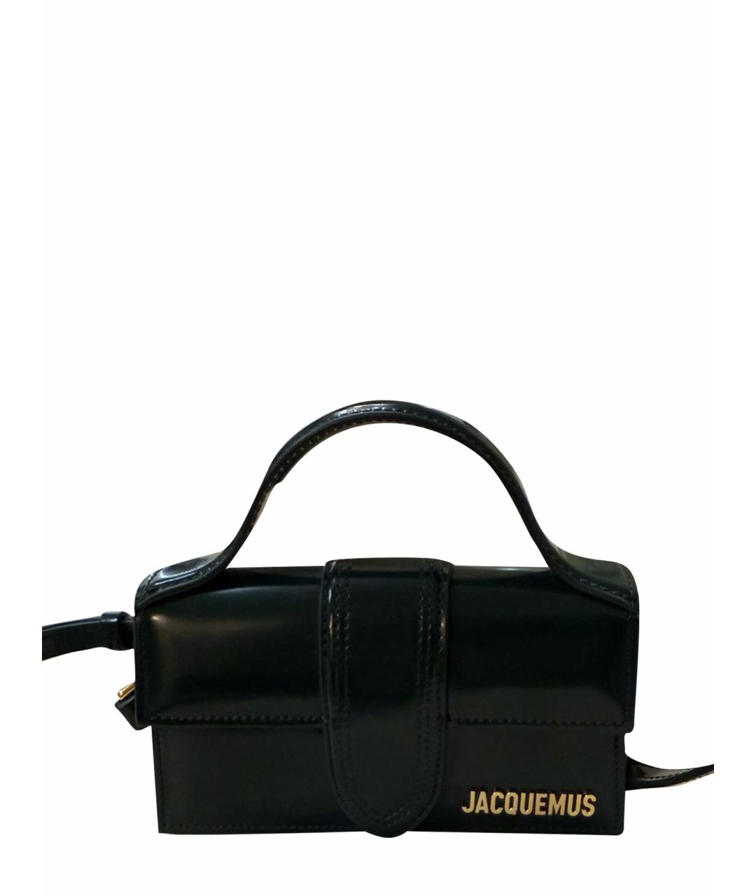 JACQUEMUS Зеленая сумка с короткими ручками из лакированной кожи, фото 1