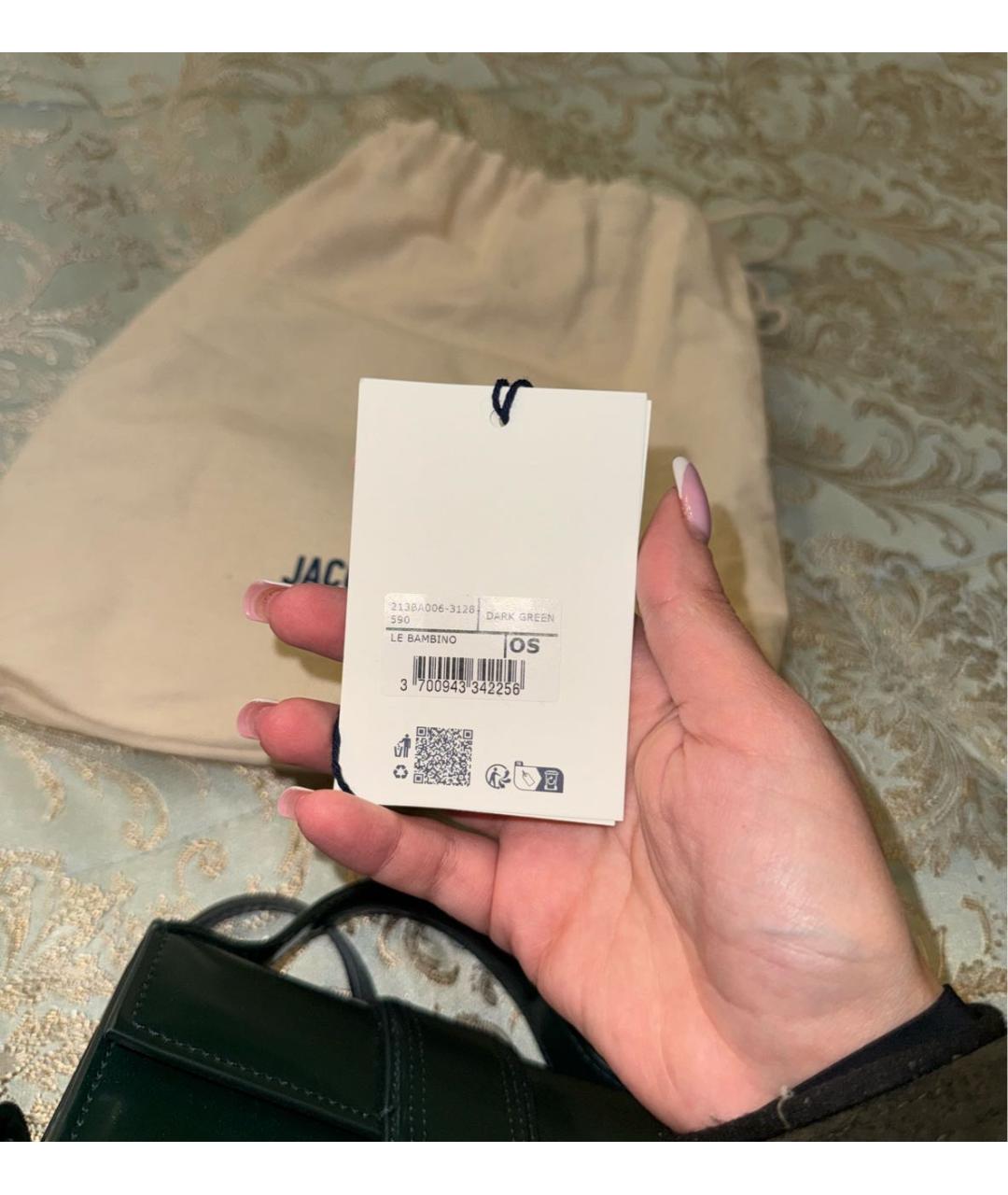 JACQUEMUS Зеленая сумка с короткими ручками из лакированной кожи, фото 8