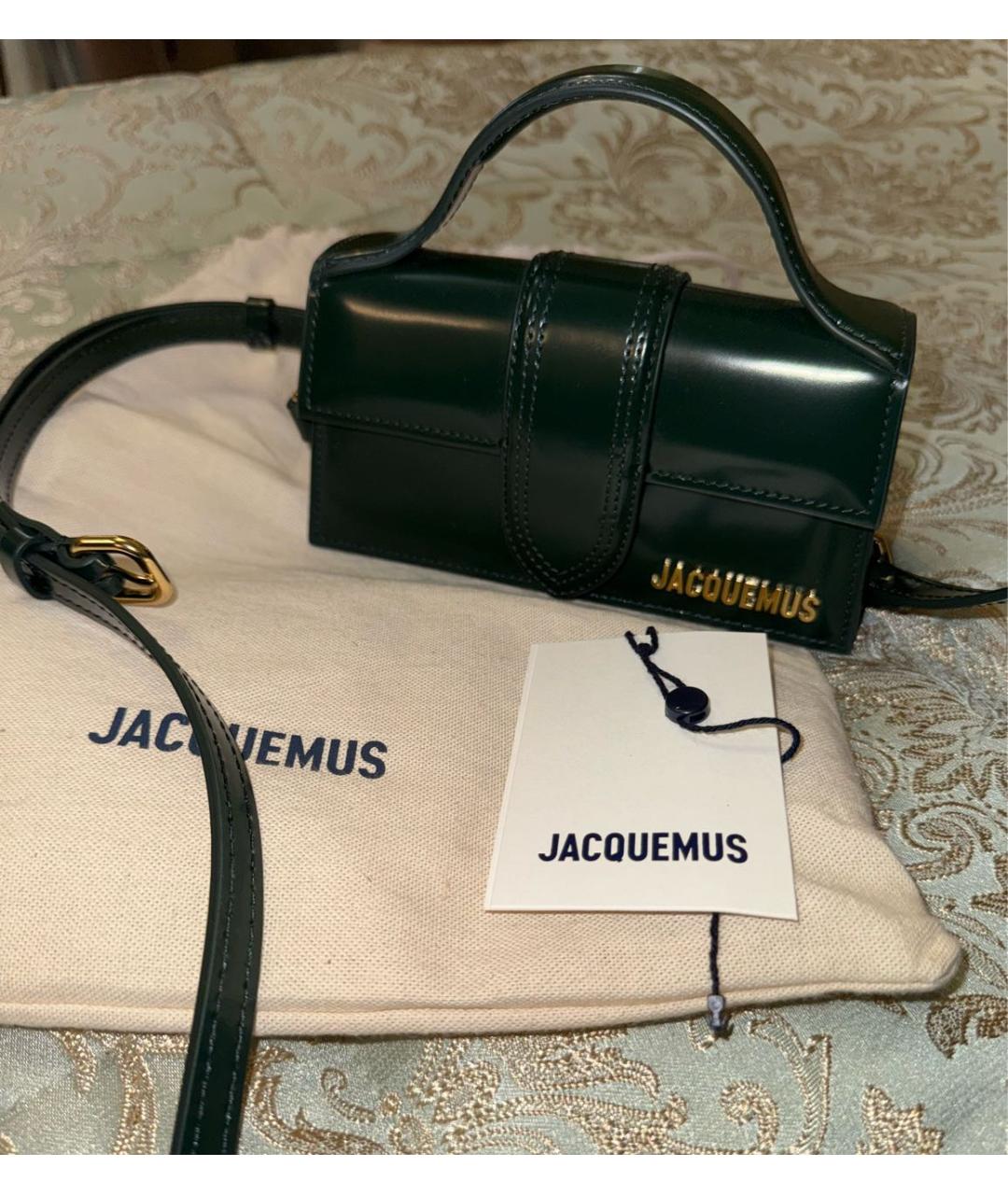 JACQUEMUS Зеленая сумка с короткими ручками из лакированной кожи, фото 3