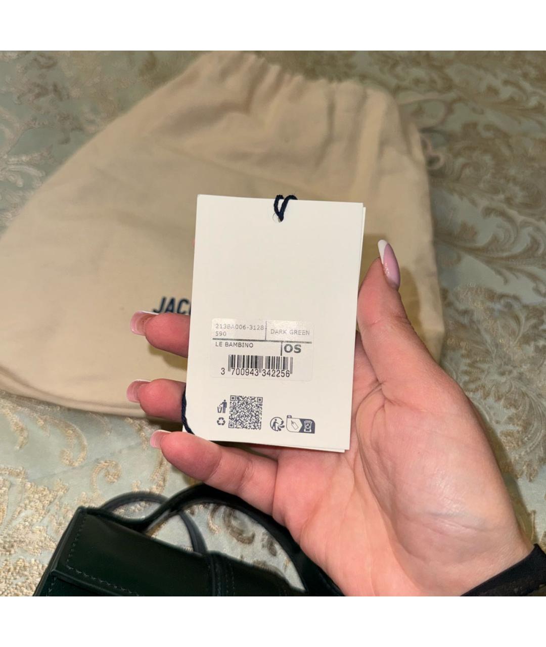 JACQUEMUS Зеленая сумка с короткими ручками из лакированной кожи, фото 5