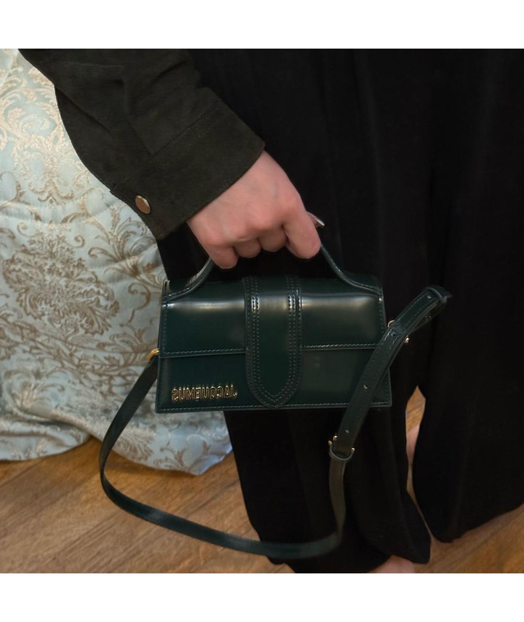 JACQUEMUS Зеленая сумка с короткими ручками из лакированной кожи, фото 6