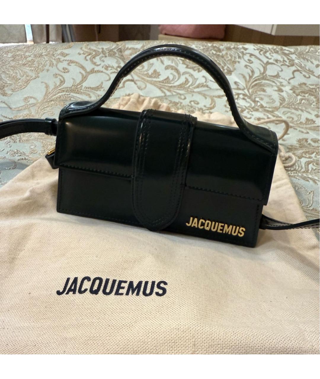 JACQUEMUS Зеленая сумка с короткими ручками из лакированной кожи, фото 9