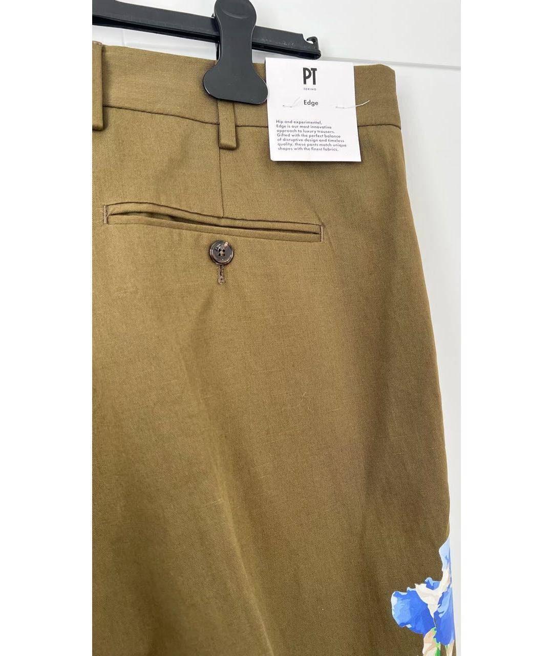 PT TORINO Хаки хлопковые повседневные брюки, фото 4