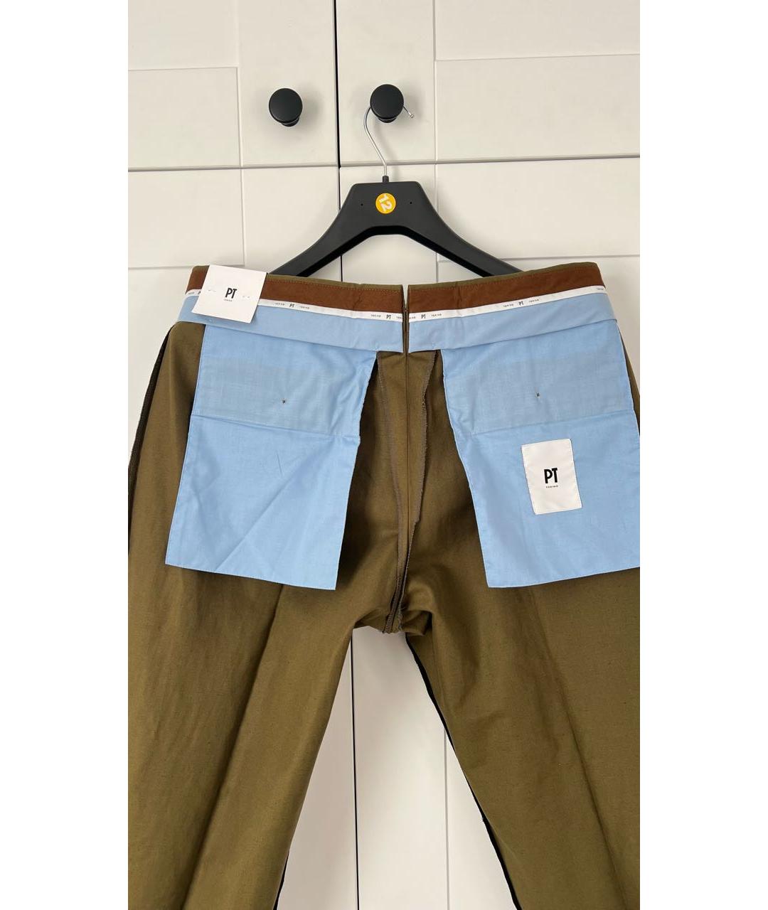 PT TORINO Хаки хлопковые повседневные брюки, фото 3