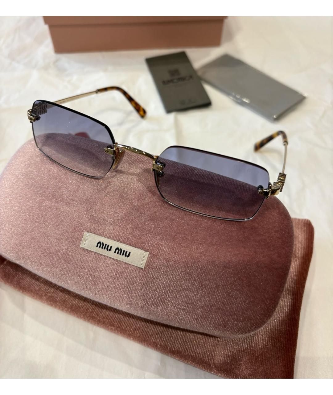 MIU MIU Золотые металлические солнцезащитные очки, фото 2