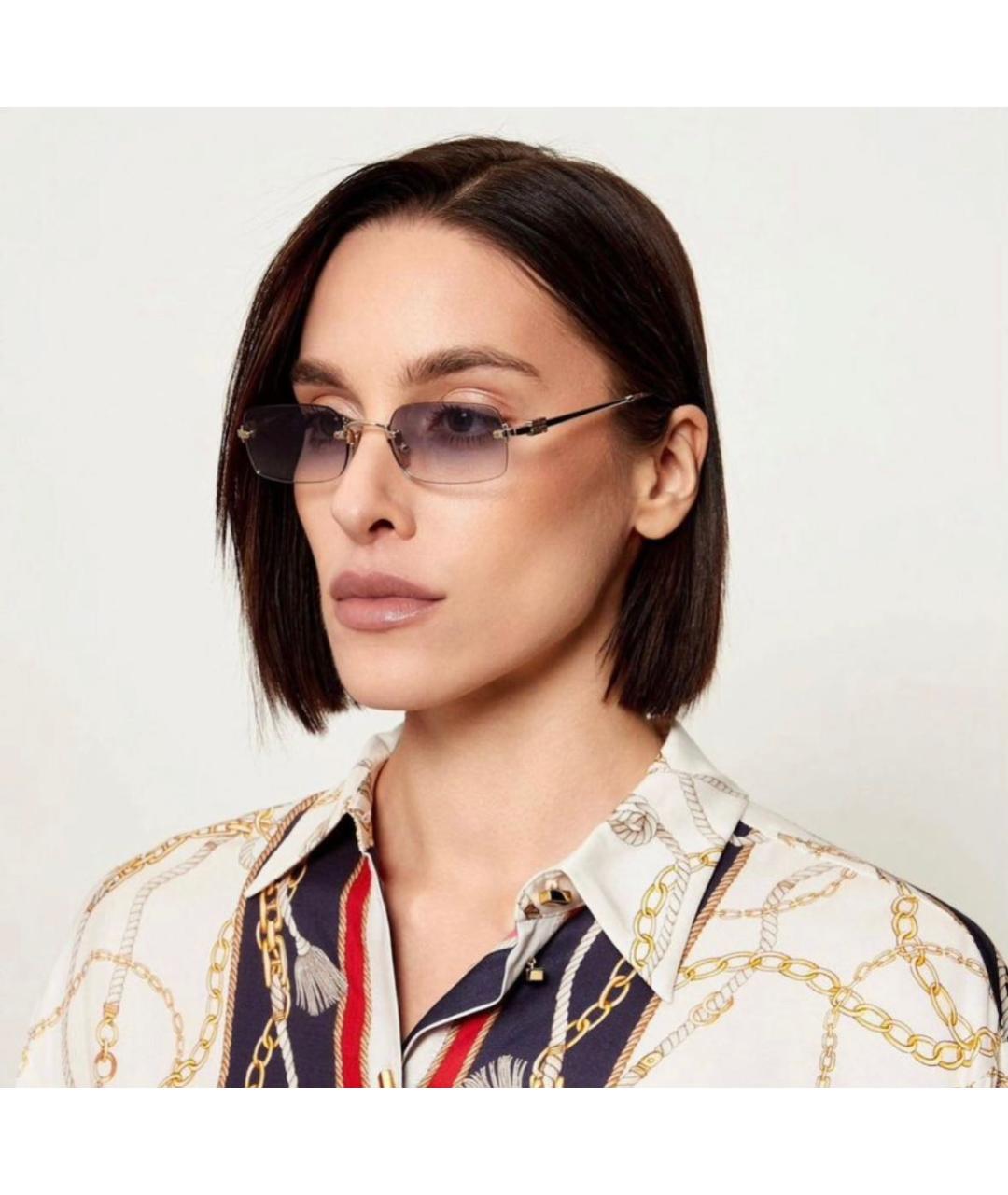 MIU MIU Золотые металлические солнцезащитные очки, фото 7