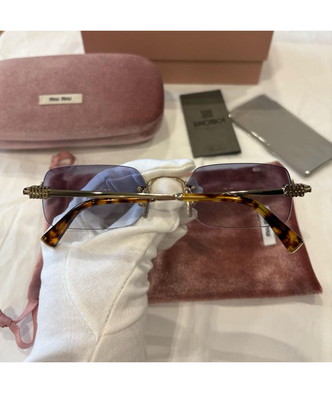 MIU MIU Золотые металлические солнцезащитные очки, фото 4