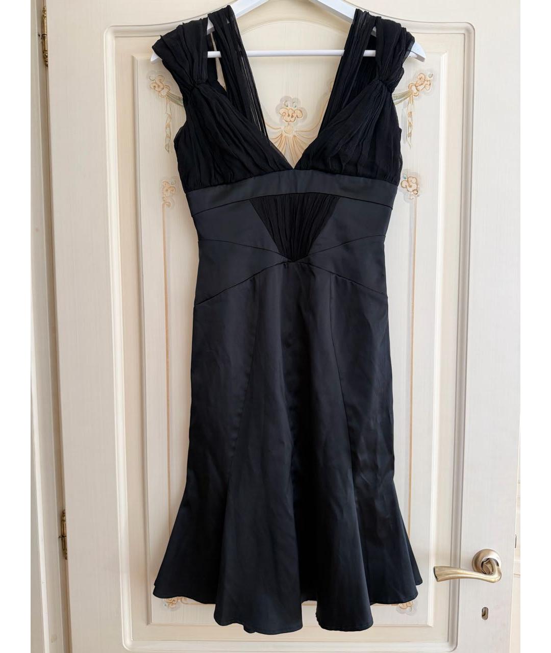 JUST CAVALLI Черное атласное коктейльное платье, фото 4