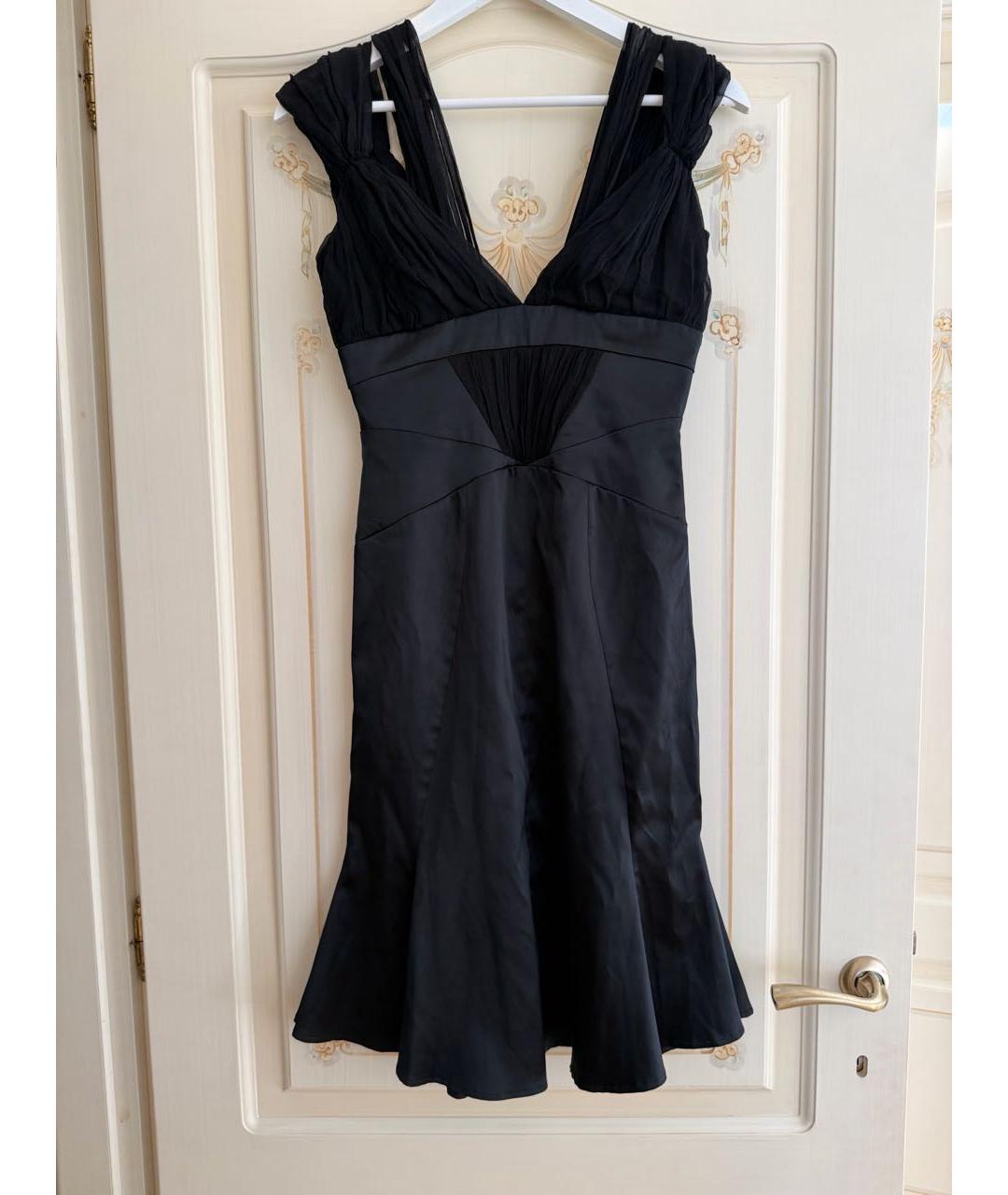 JUST CAVALLI Черное атласное коктейльное платье, фото 5