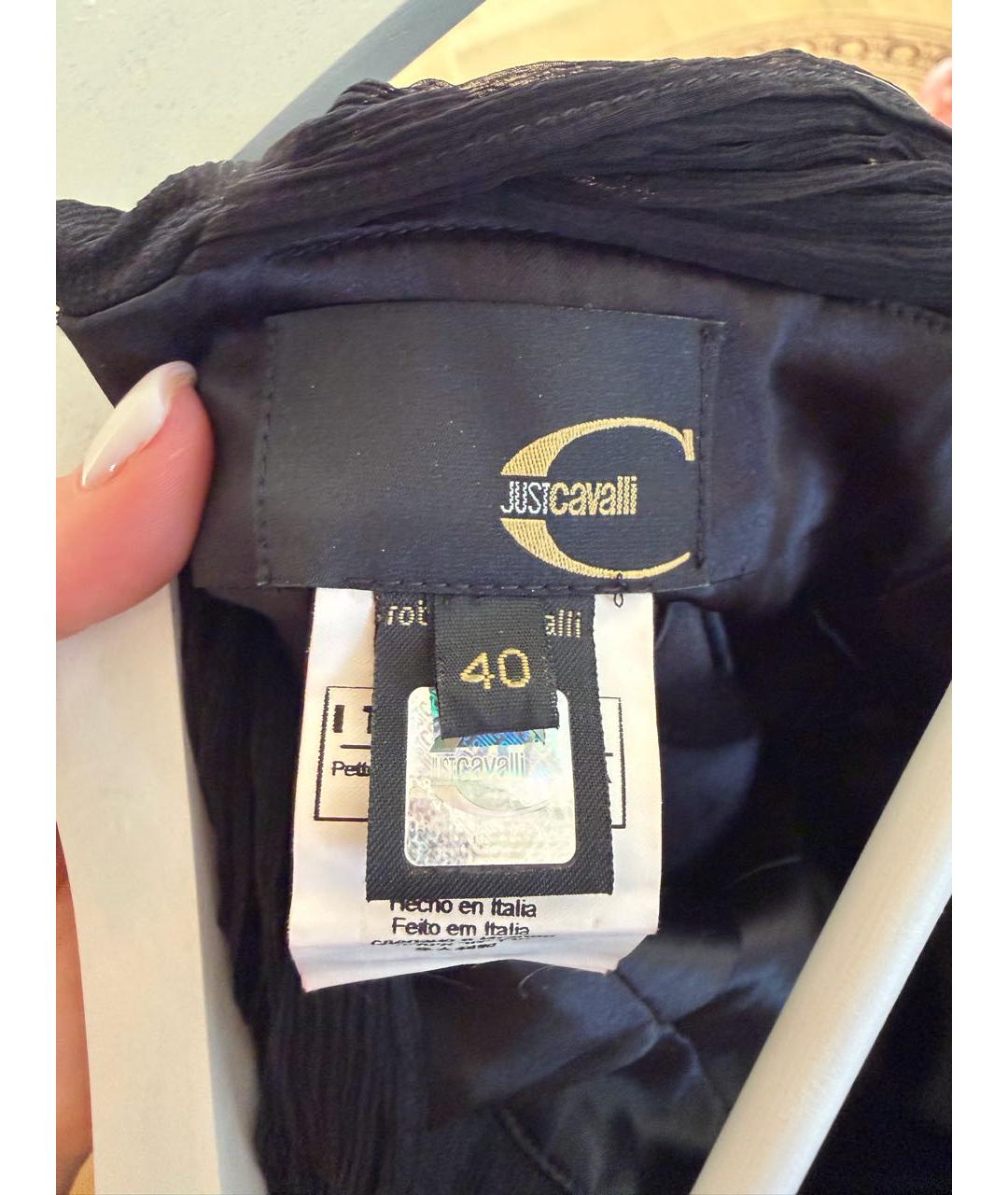 JUST CAVALLI Черное атласное коктейльное платье, фото 2