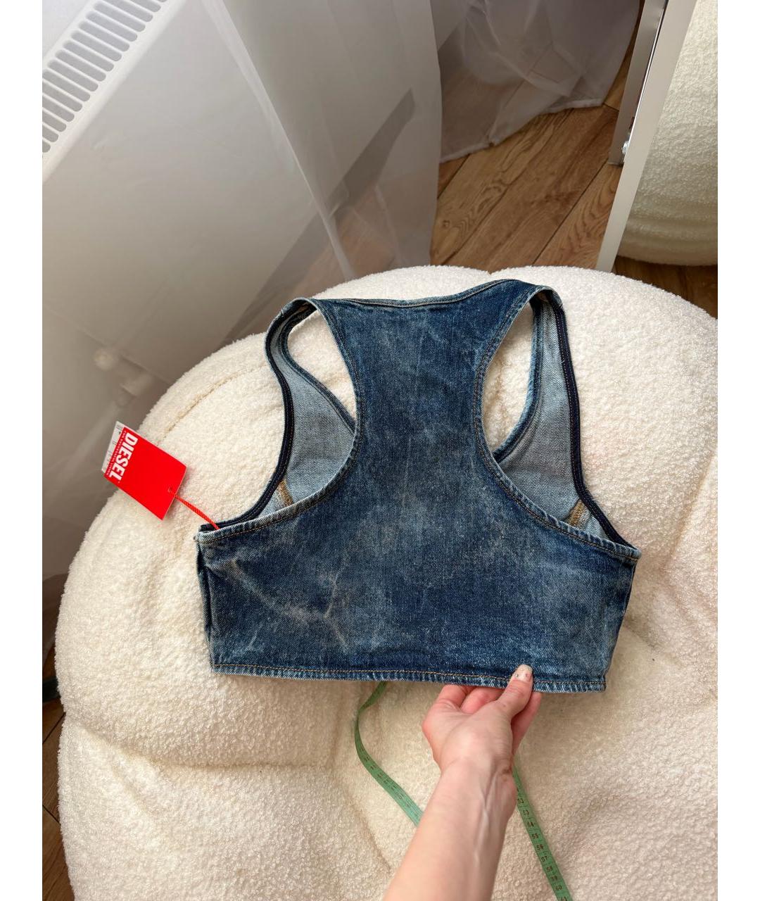 DIESEL Голубая деним майка, фото 6