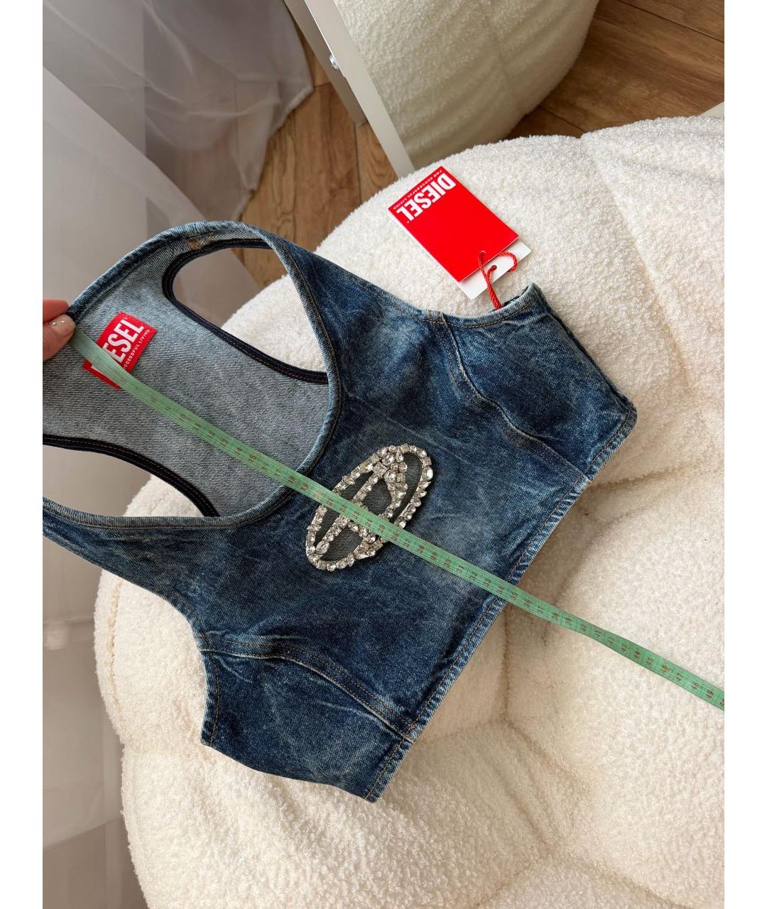 DIESEL Голубая деним майка, фото 7