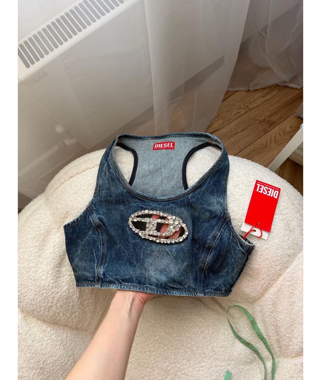 DIESEL Голубая деним майка, фото 8