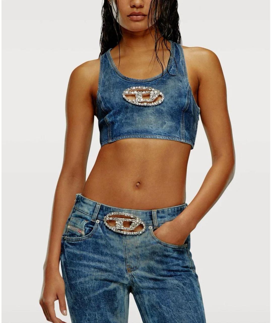 DIESEL Голубая деним майка, фото 2