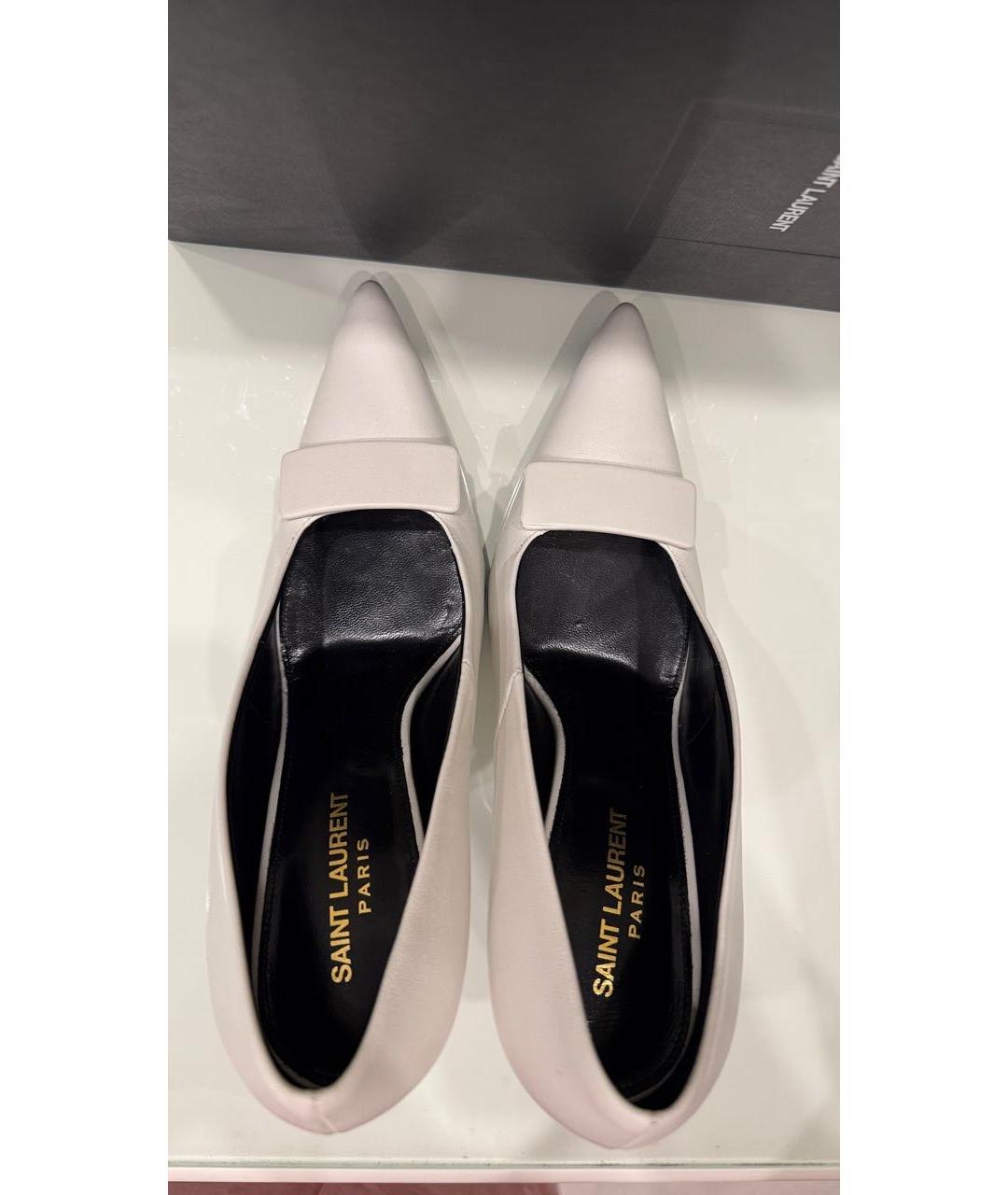 SAINT LAURENT Белые кожаные туфли, фото 3