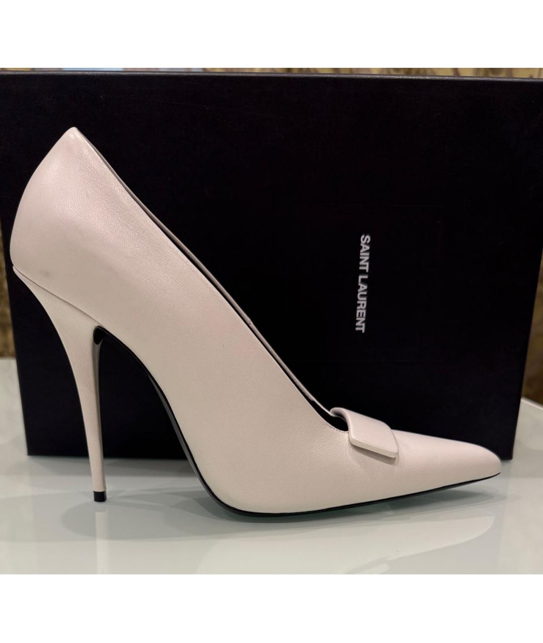 SAINT LAURENT Белые кожаные туфли, фото 5