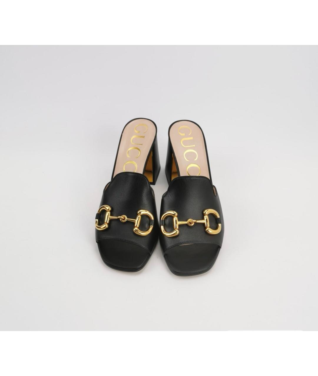 GUCCI Черные кожаные мюли, фото 3