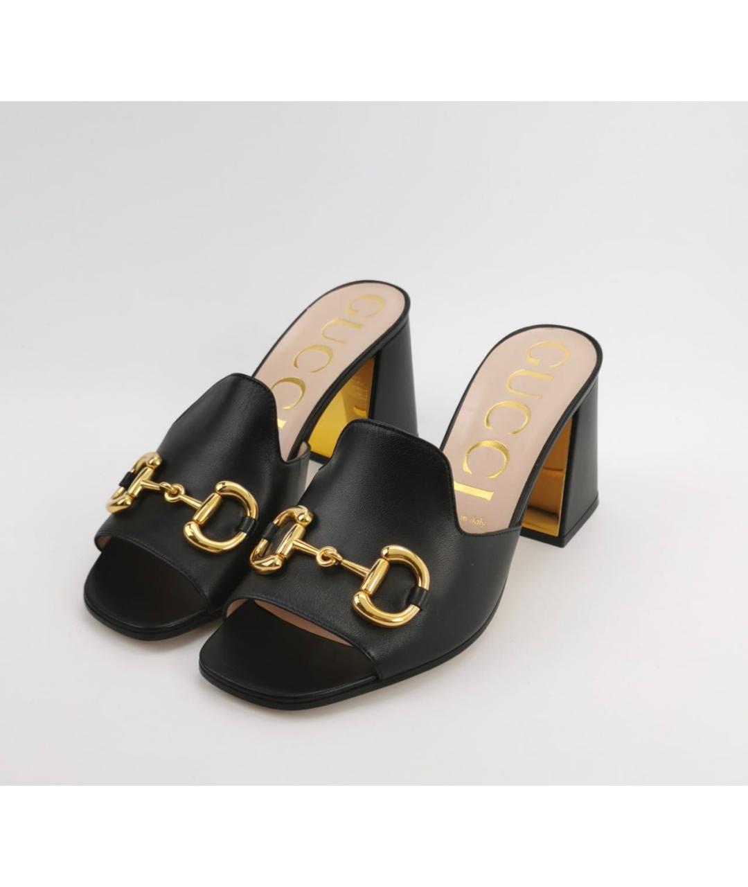 GUCCI Черные кожаные мюли, фото 2