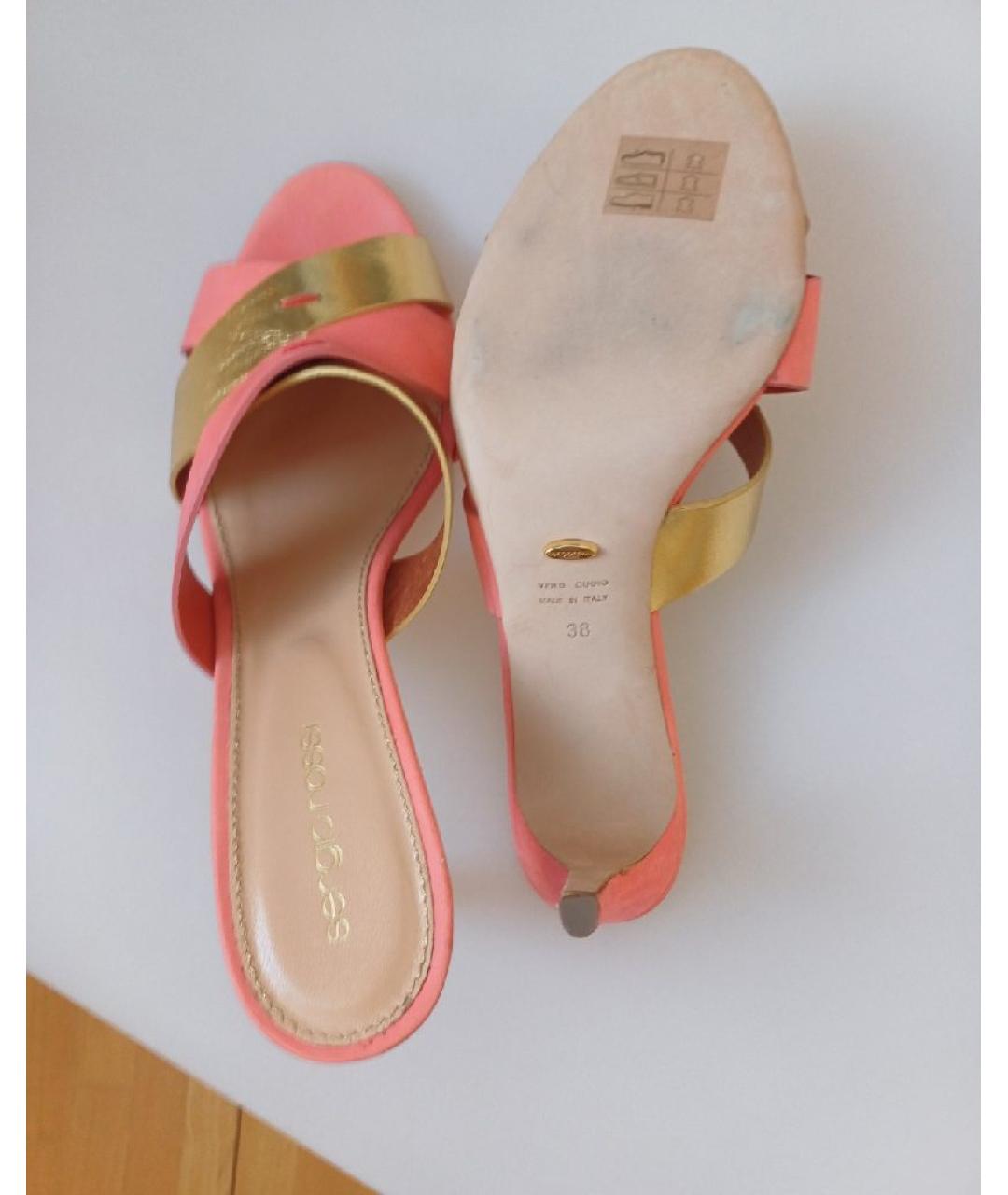 SERGIO ROSSI Коралловые кожаные мюли, фото 9
