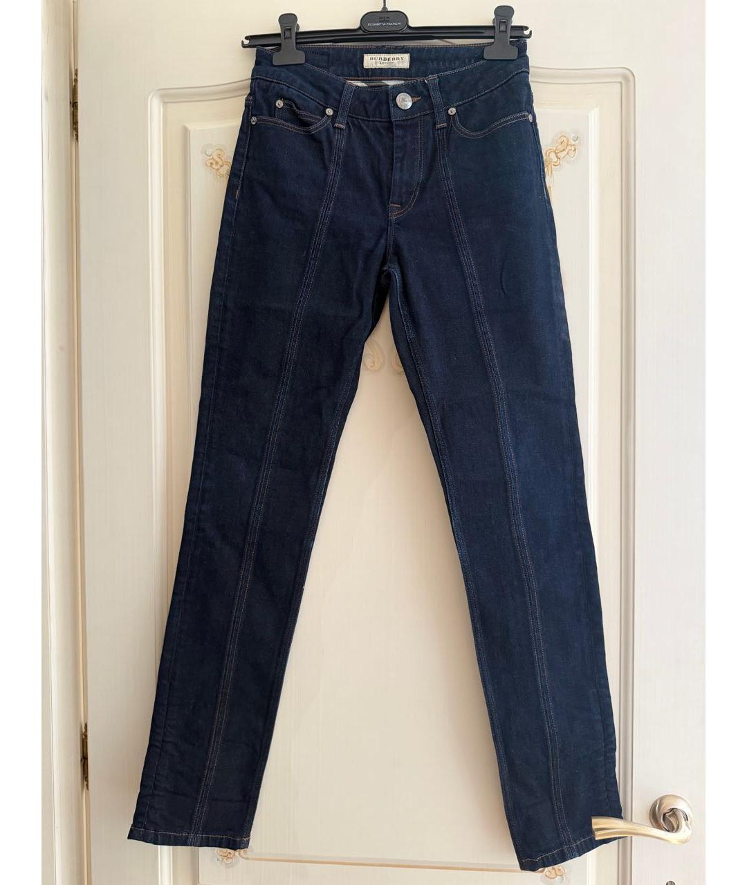 BURBERRY Темно-синие хлопко-эластановые джинсы слим, фото 7
