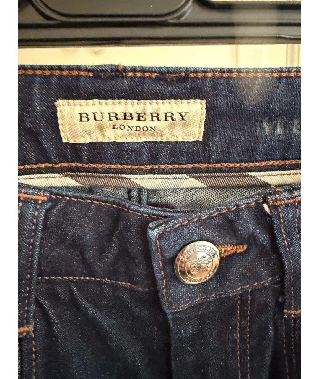 BURBERRY Темно-синие хлопко-эластановые джинсы слим, фото 3