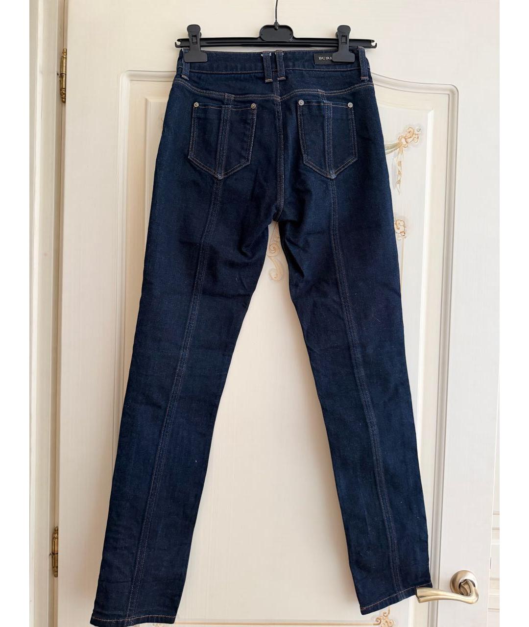 BURBERRY Темно-синие хлопко-эластановые джинсы слим, фото 4