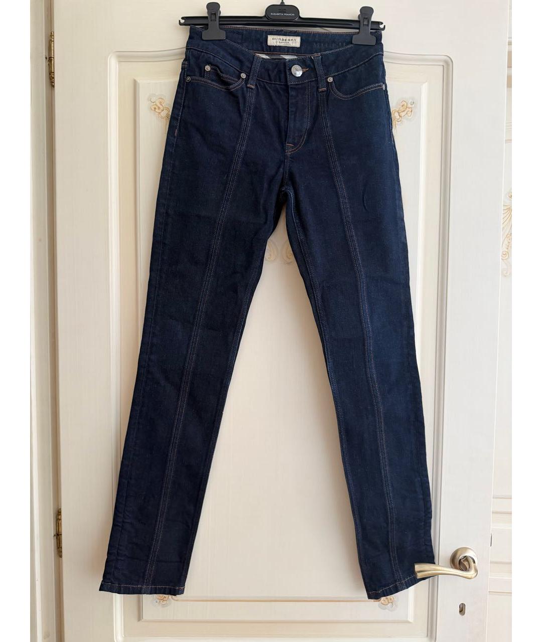 BURBERRY Темно-синие хлопко-эластановые джинсы слим, фото 2