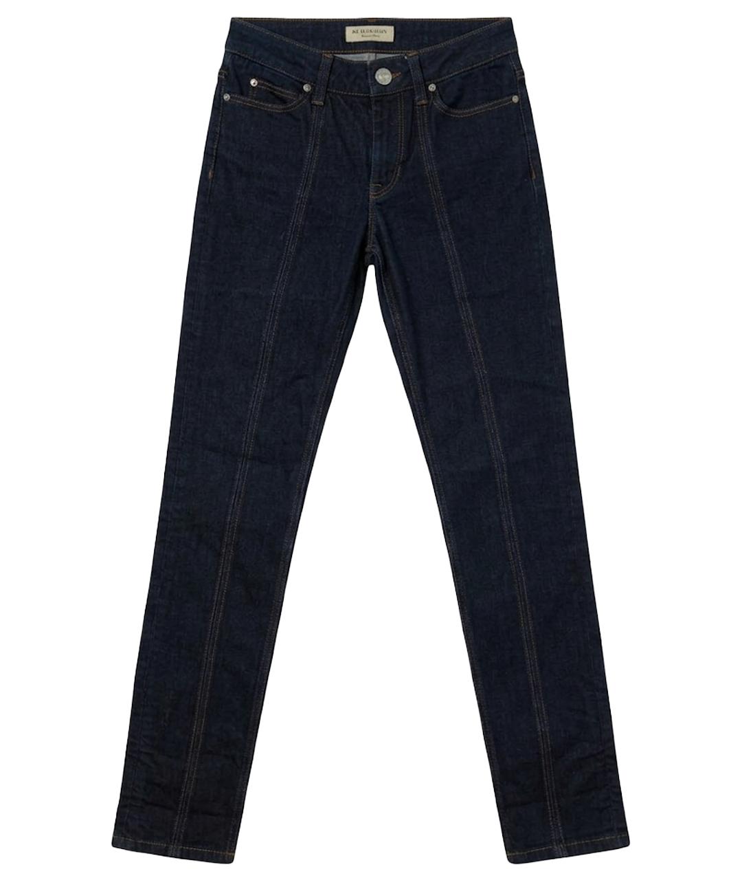 BURBERRY Темно-синие хлопко-эластановые джинсы слим, фото 1