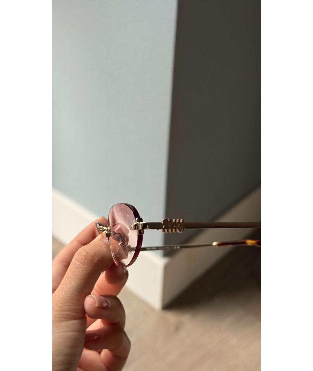 MIU MIU Золотые металлические солнцезащитные очки, фото 6