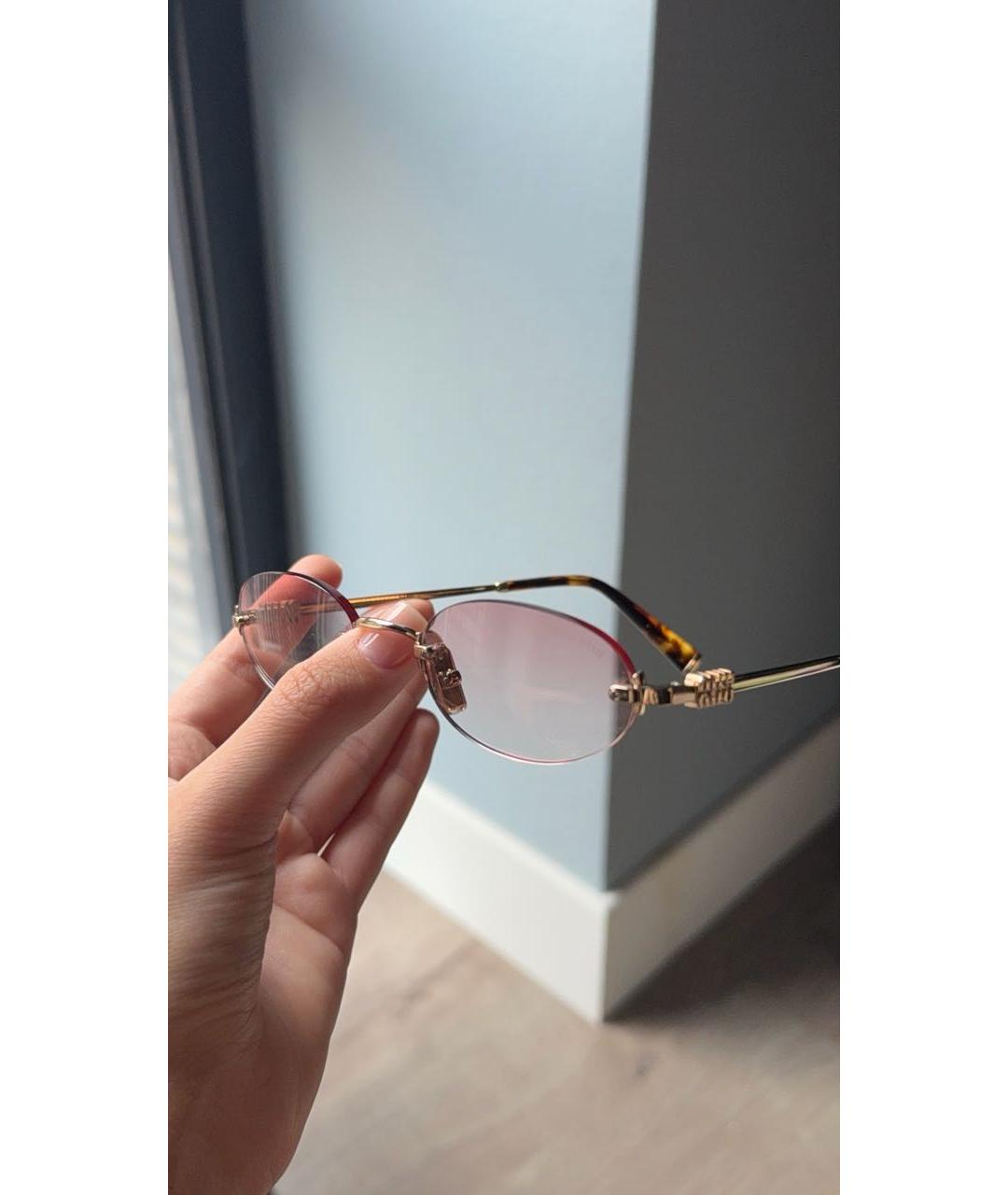 MIU MIU Золотые металлические солнцезащитные очки, фото 7