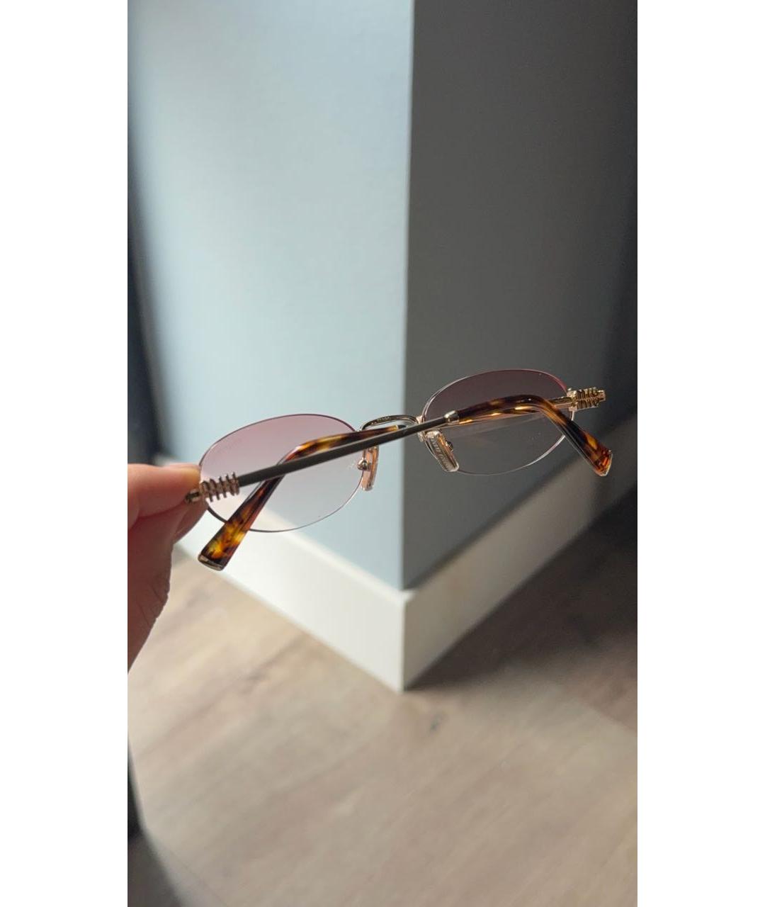 MIU MIU Золотые металлические солнцезащитные очки, фото 4