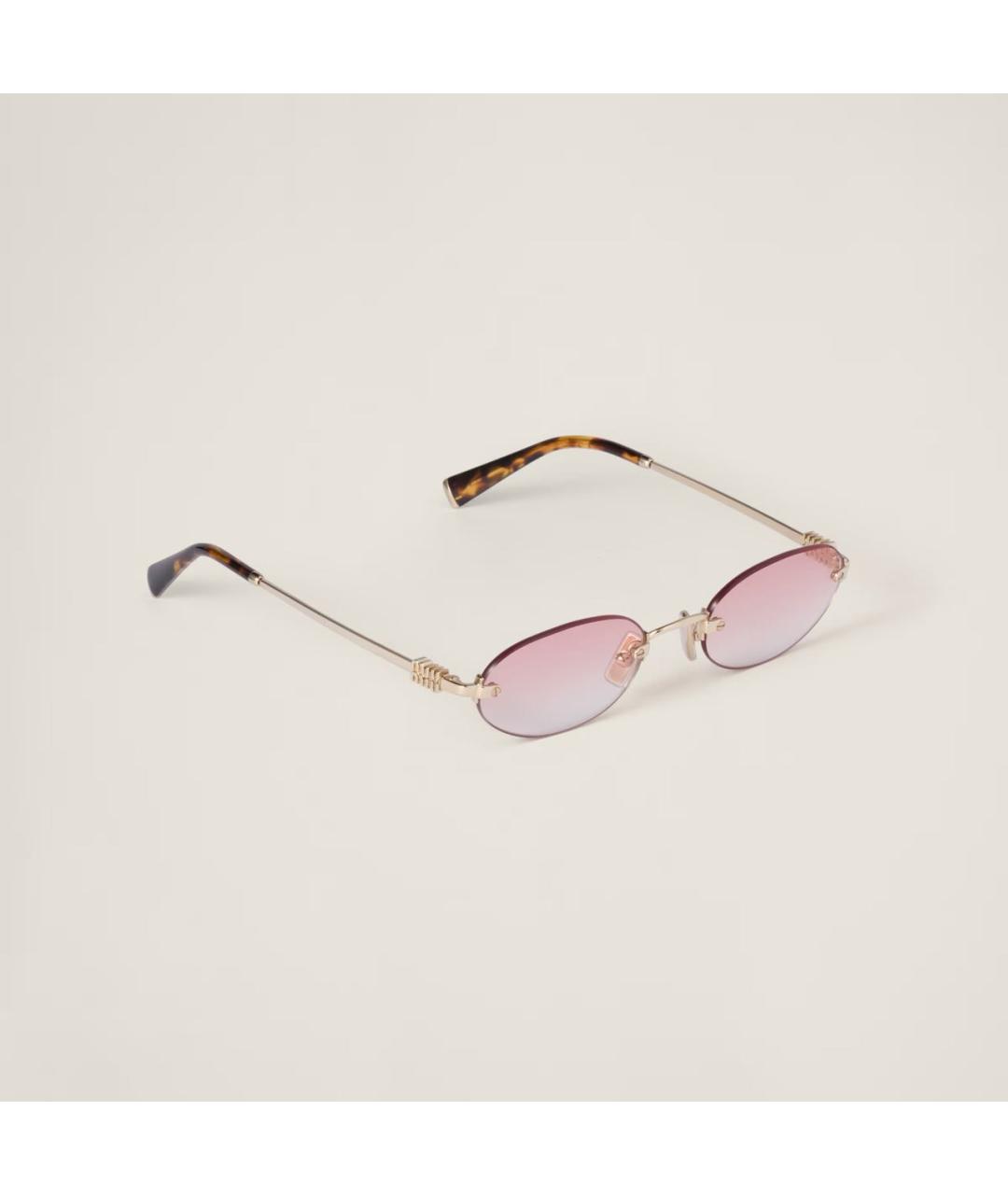 MIU MIU Золотые металлические солнцезащитные очки, фото 9