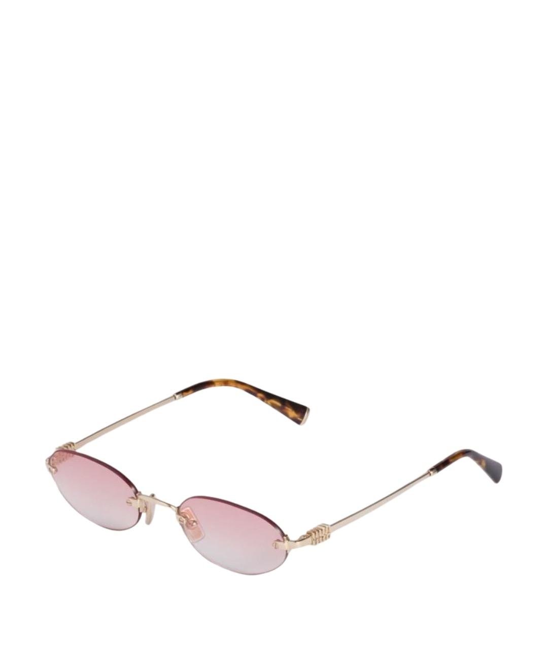 MIU MIU Золотые металлические солнцезащитные очки, фото 1