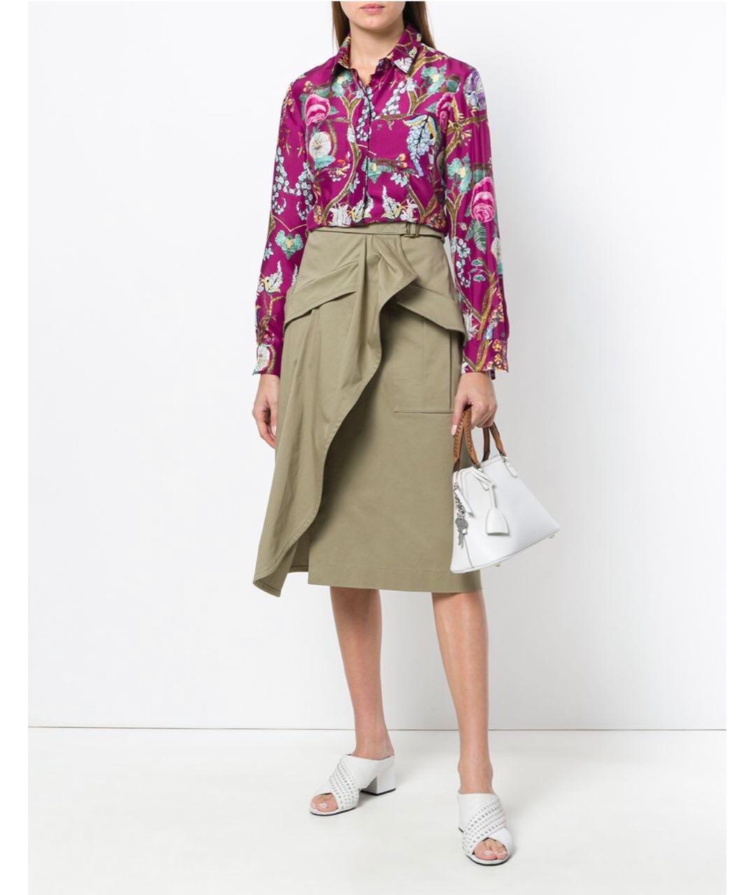 ALBERTA FERRETTI Хаки хлопковая юбка миди, фото 6