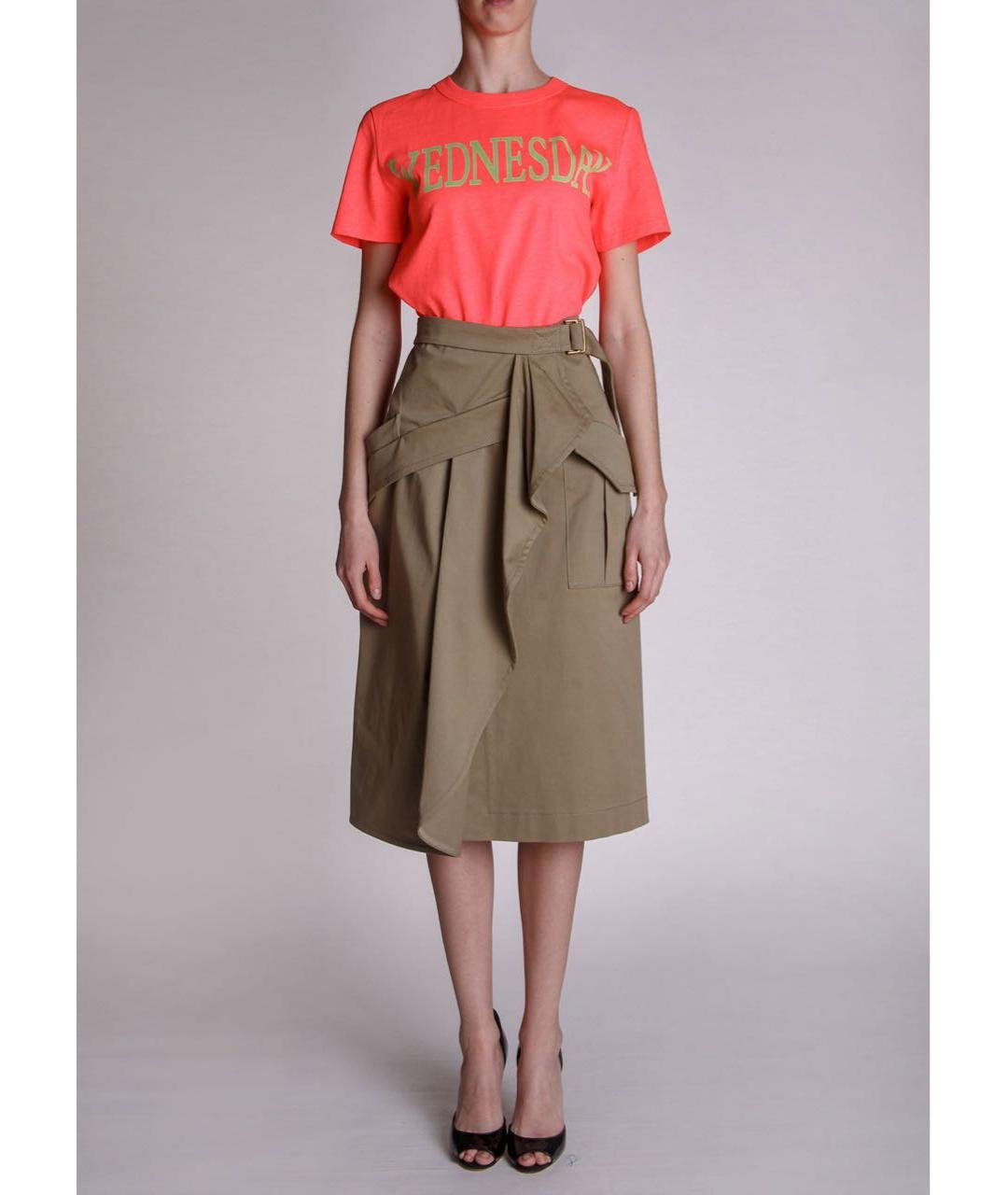 ALBERTA FERRETTI Хаки хлопковая юбка миди, фото 7