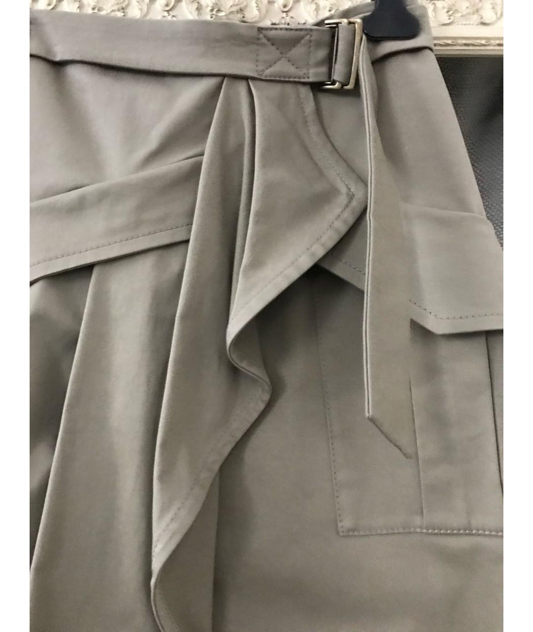 ALBERTA FERRETTI Хаки хлопковая юбка миди, фото 3