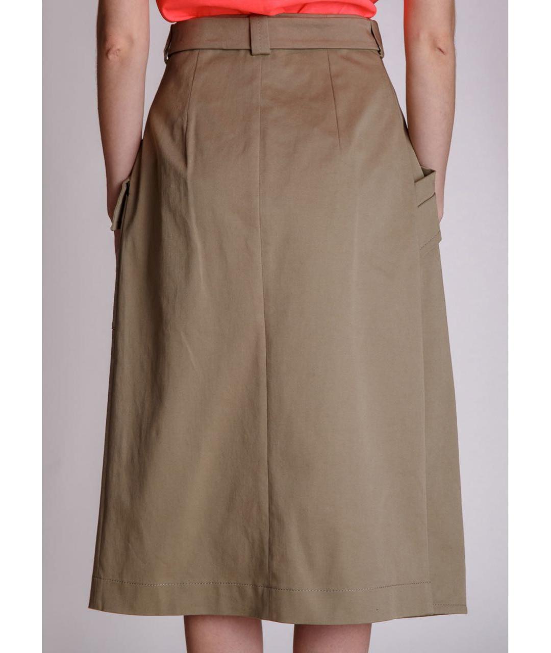 ALBERTA FERRETTI Хаки хлопковая юбка миди, фото 8