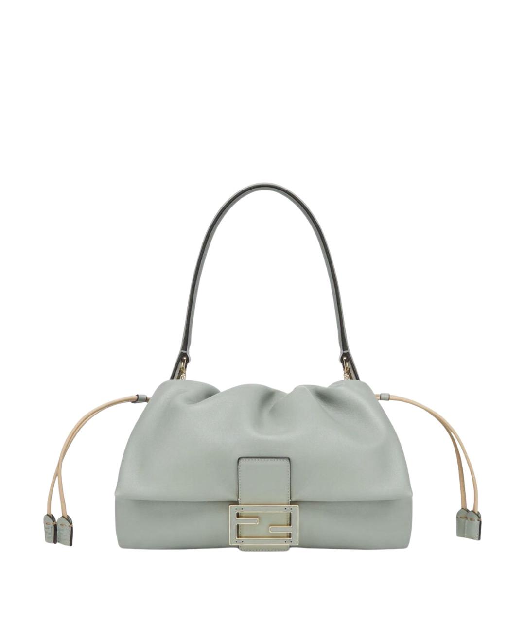 FENDI Салатовая кожаная сумка с короткими ручками, фото 1