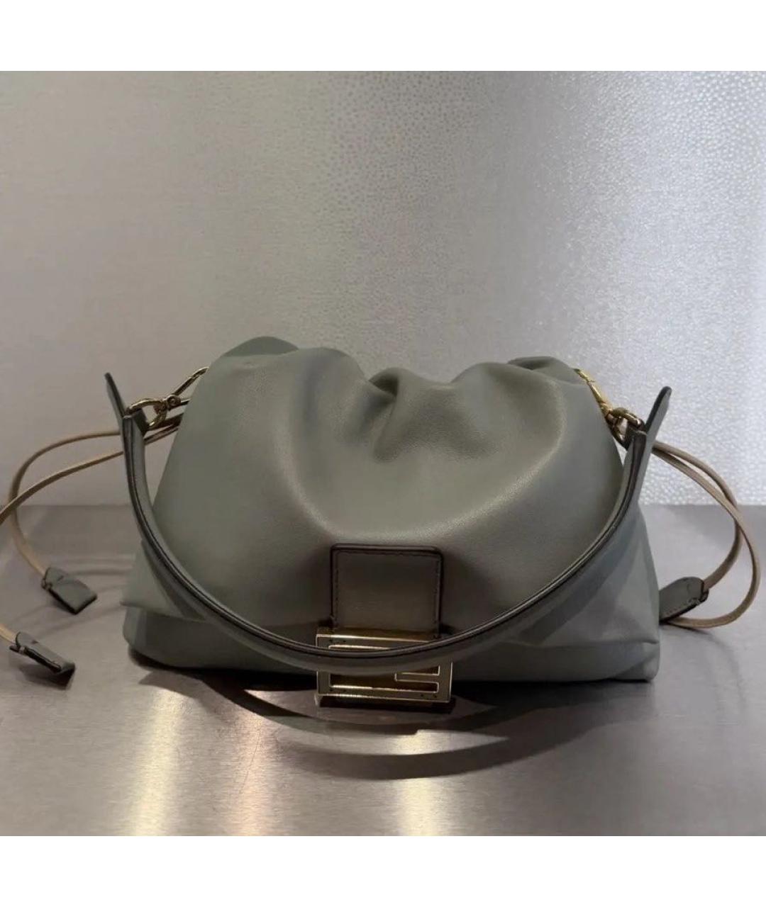 FENDI Салатовая кожаная сумка с короткими ручками, фото 2