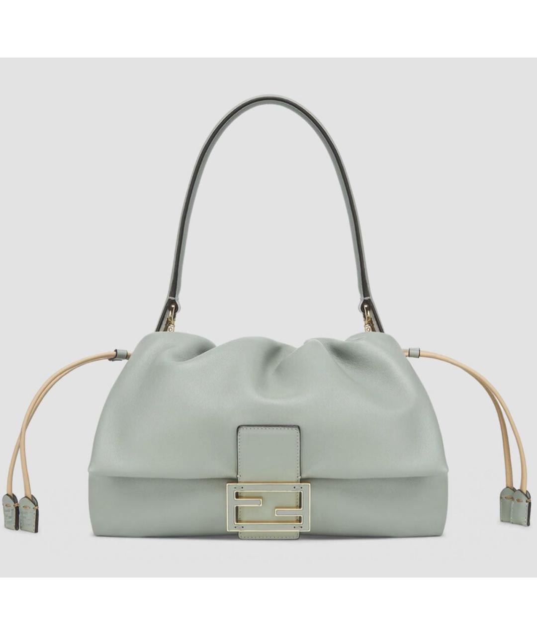 FENDI Салатовая кожаная сумка с короткими ручками, фото 5