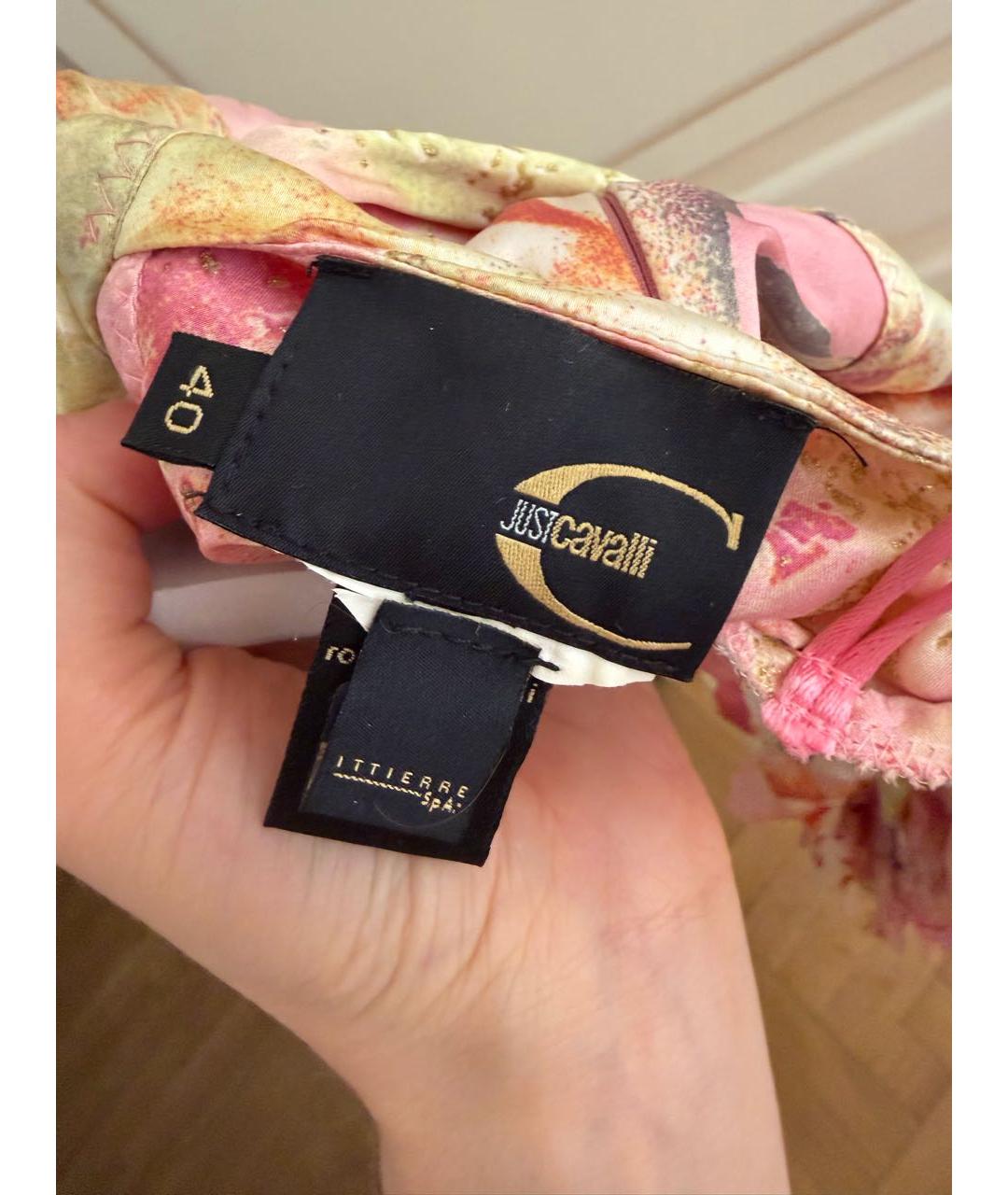 JUST CAVALLI Мульти шелковое коктейльное платье, фото 5