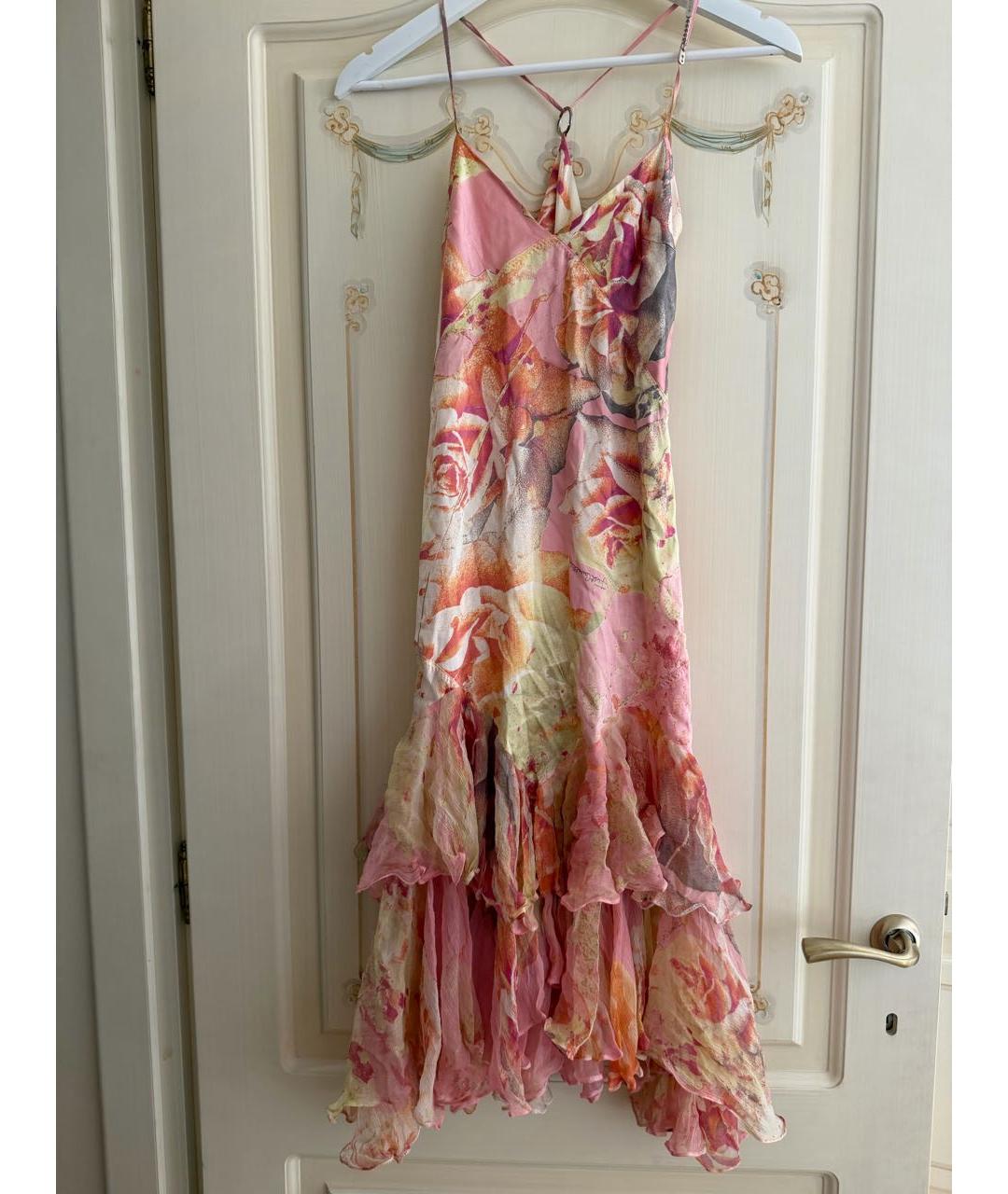 JUST CAVALLI Мульти шелковое коктейльное платье, фото 6