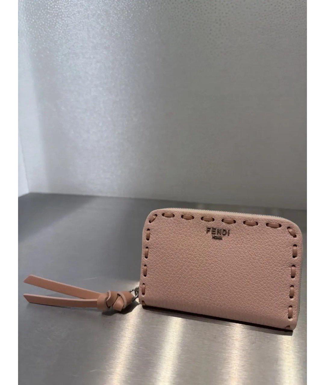FENDI Розовый кожаный кошелек, фото 2