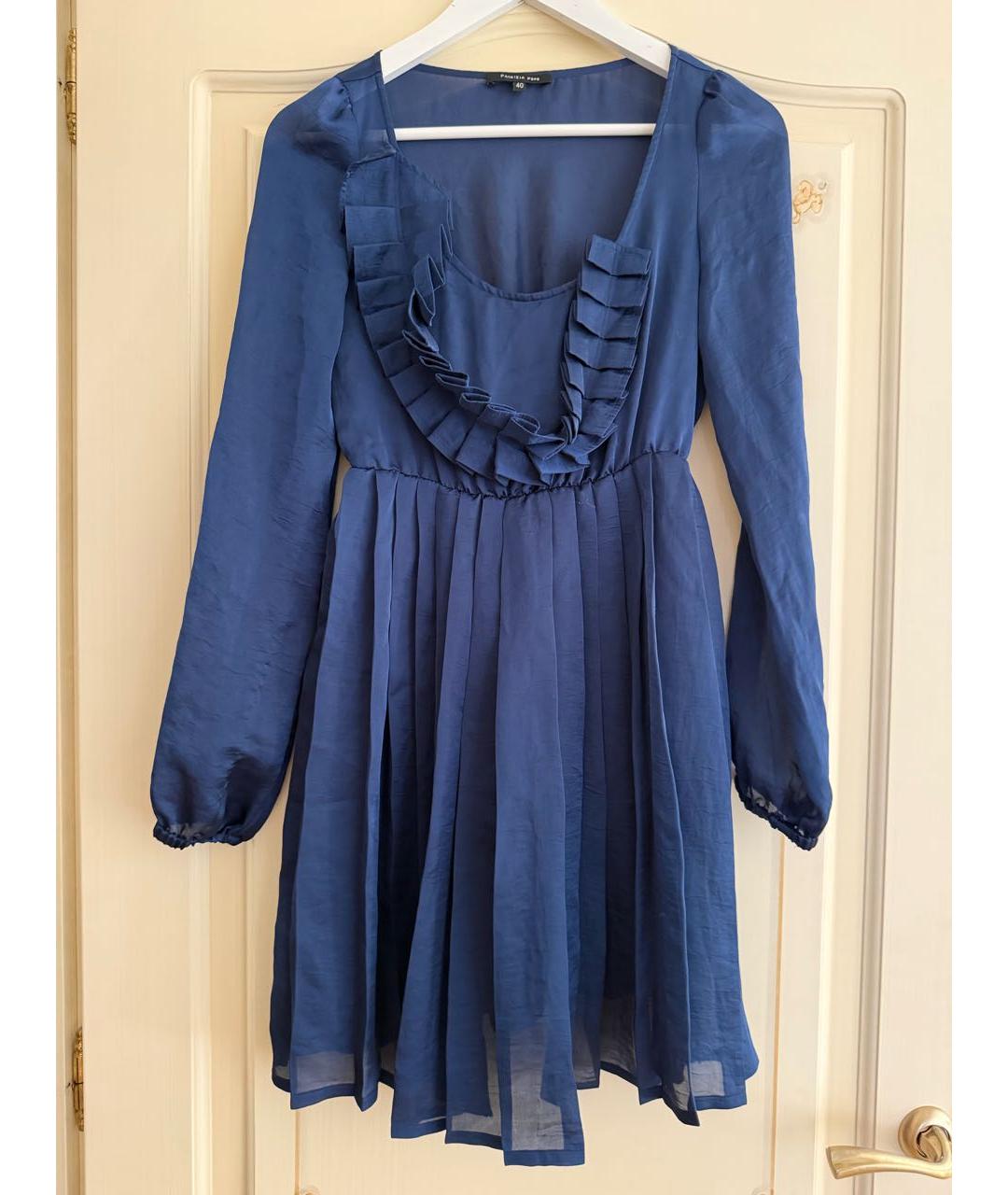 PATRIZIA PEPE Темно-синее шелковое коктейльное платье, фото 5