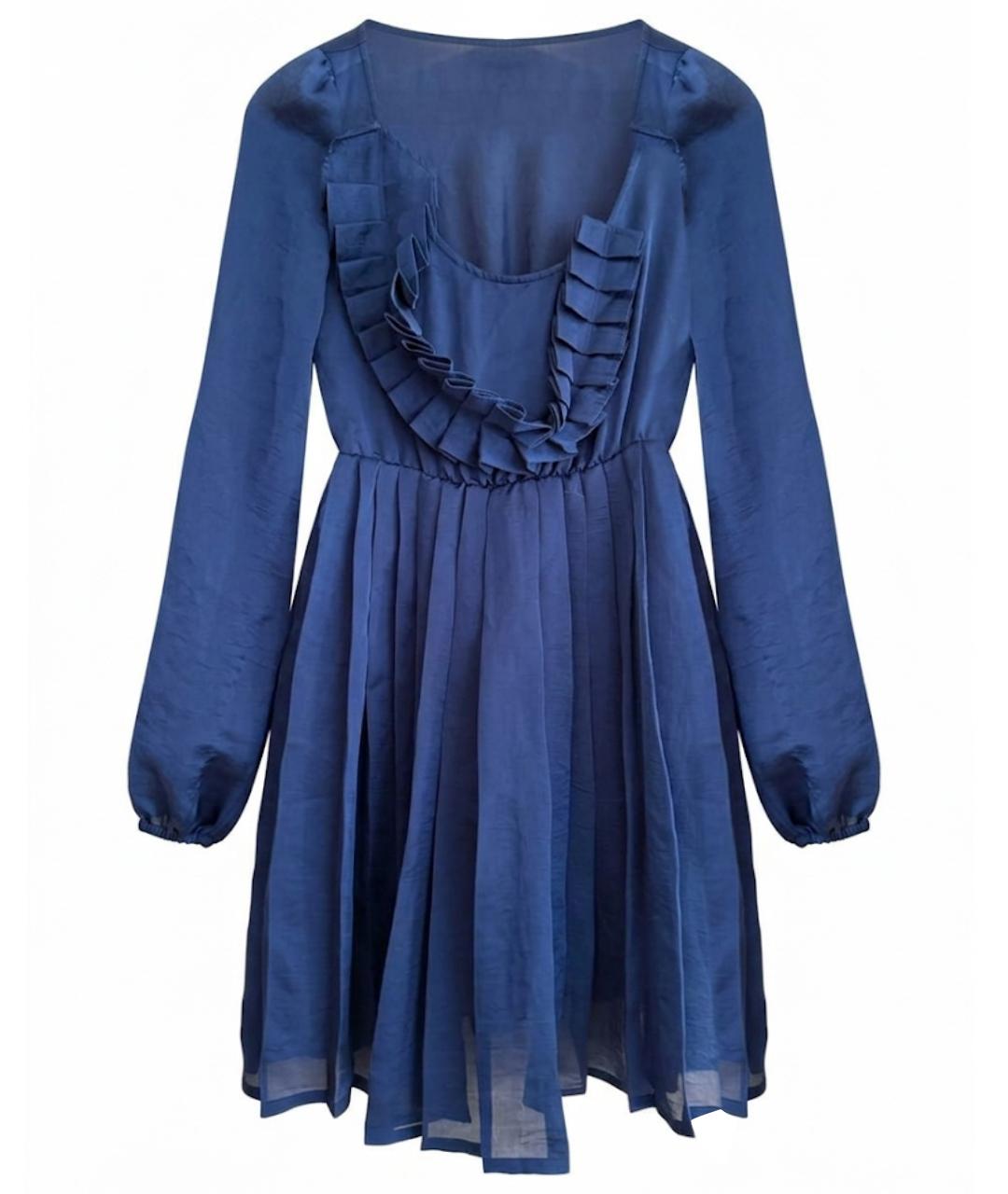 PATRIZIA PEPE Темно-синее шелковое коктейльное платье, фото 1