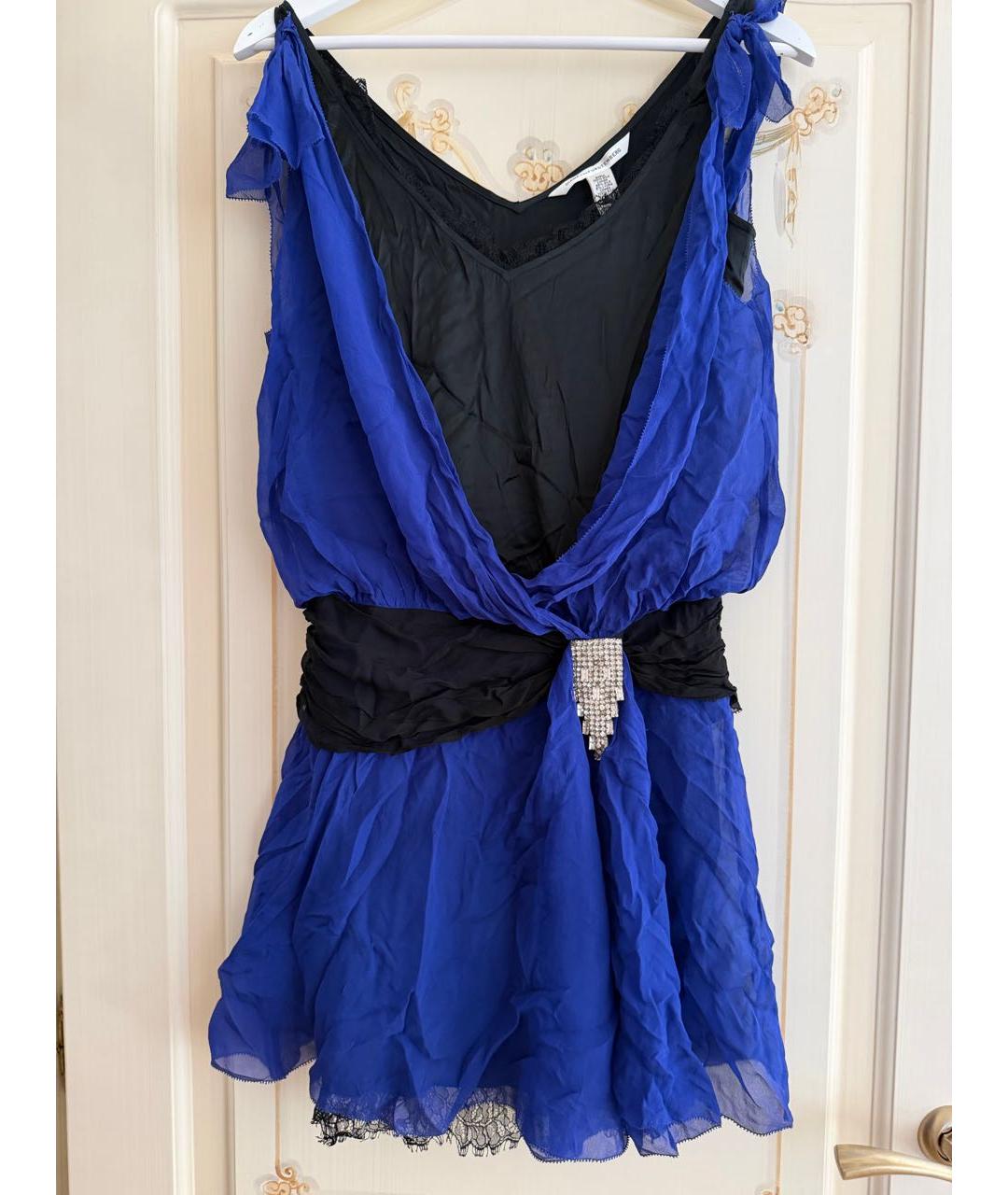 DIANE VON FURSTENBERG Синее шелковое коктейльное платье, фото 2
